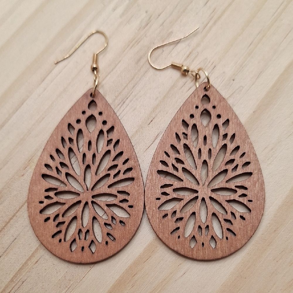 Artisan Teardrop Earrings in Natural Brown